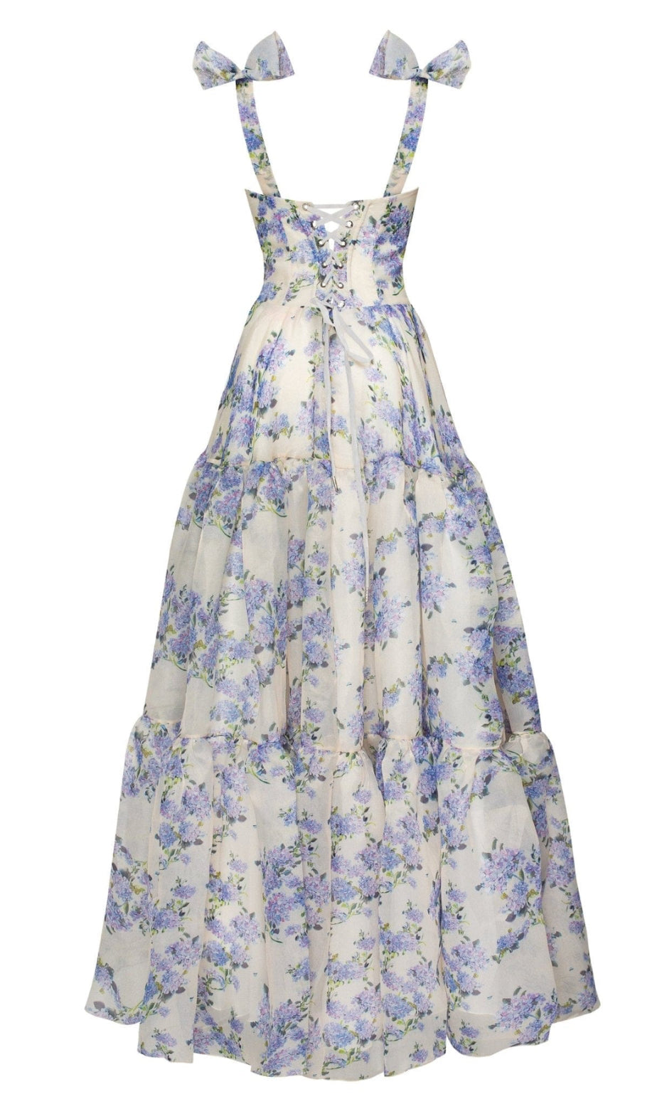 Milla Hydrangea Tender floral maxi tie-strap dress