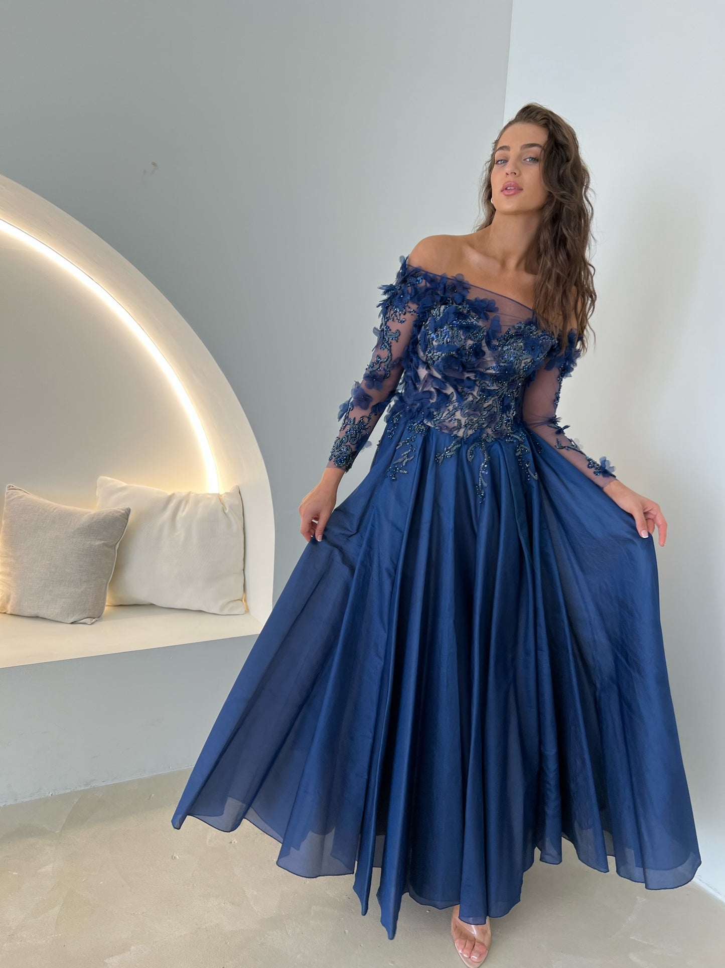 Tarik Sino Custom Navy Blue Ball Gown