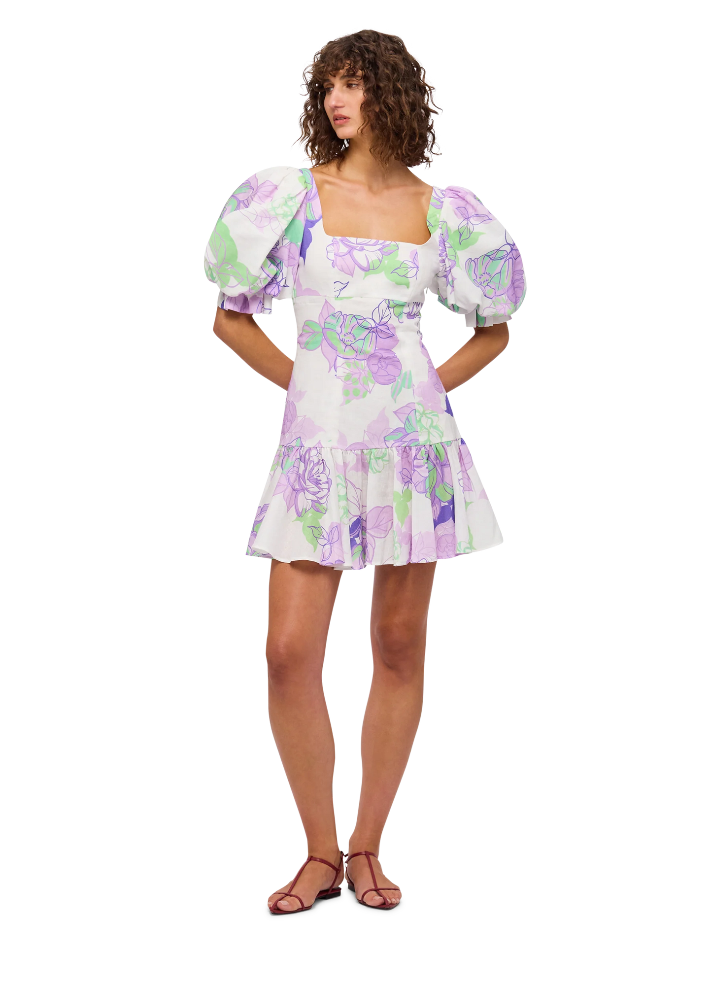 Hailey Square Neck Mini Dress - Begonia Print