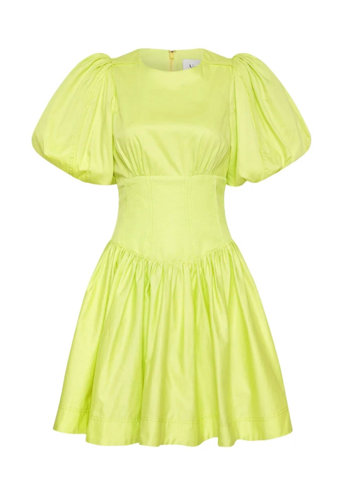 AJE Gianna Puff Sleeve Mini Dress - Light Lemon