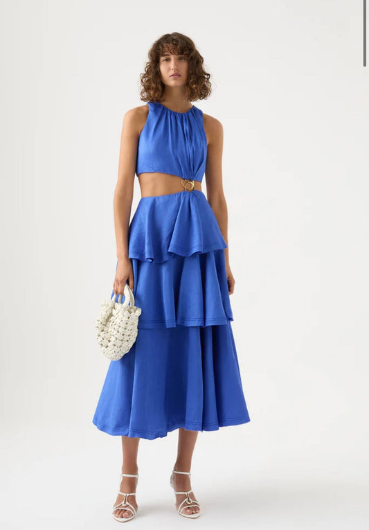 AJE Wave Cut Out Ring Midi Dress