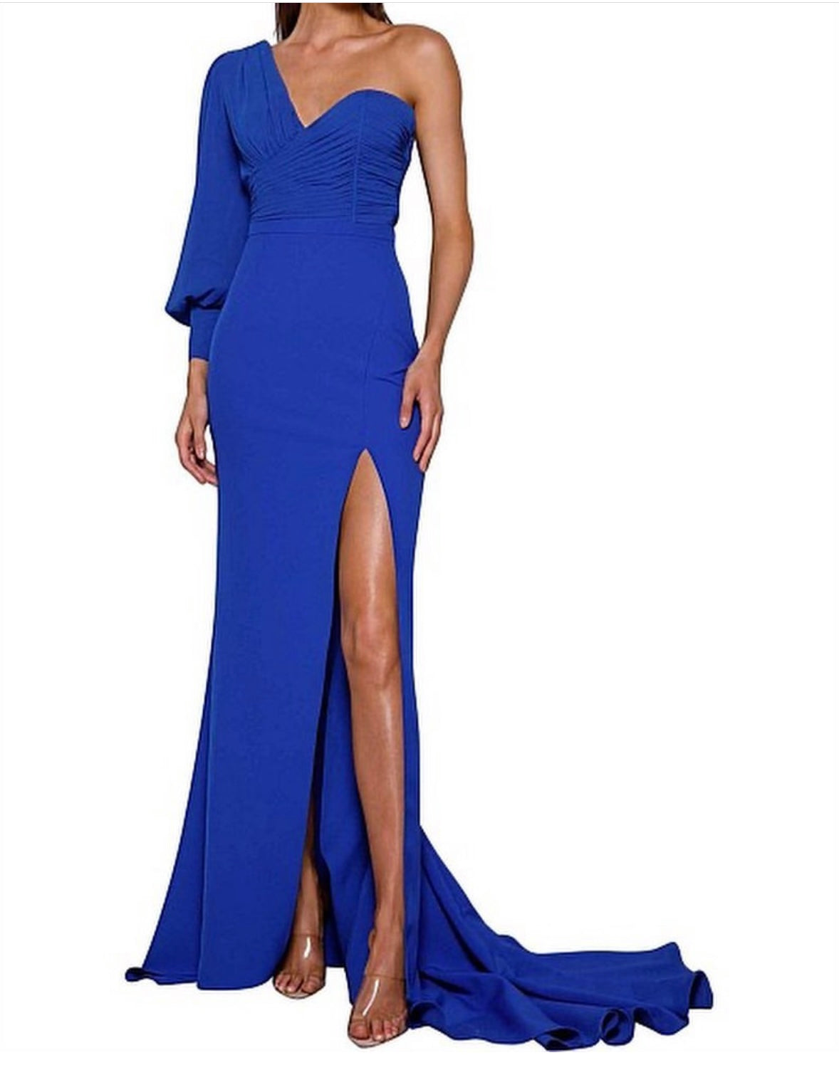 Elle Zeitoune One Shoulder High Spilt Gown