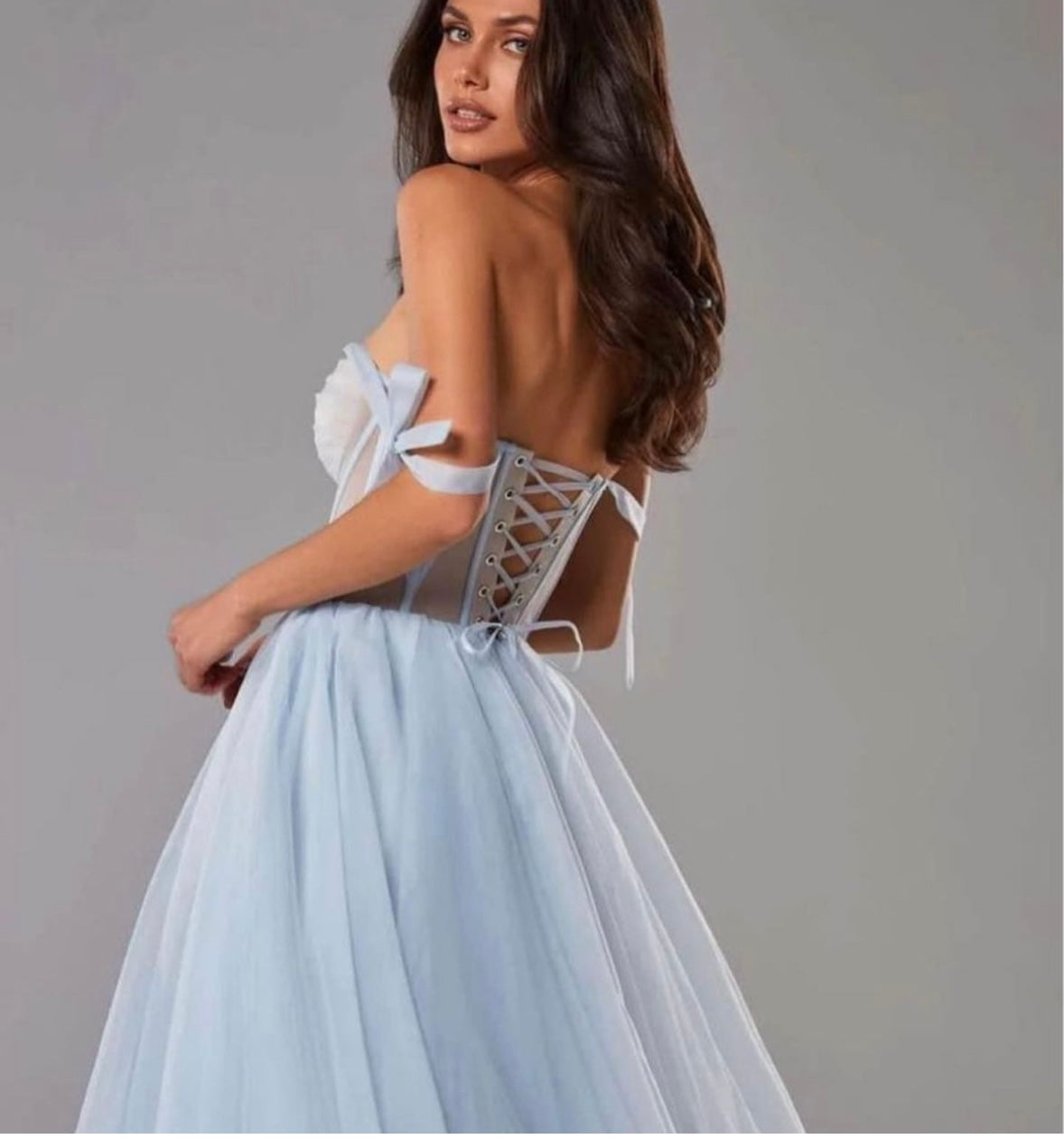 Milla Light Blue Shoulder Tulle Dress